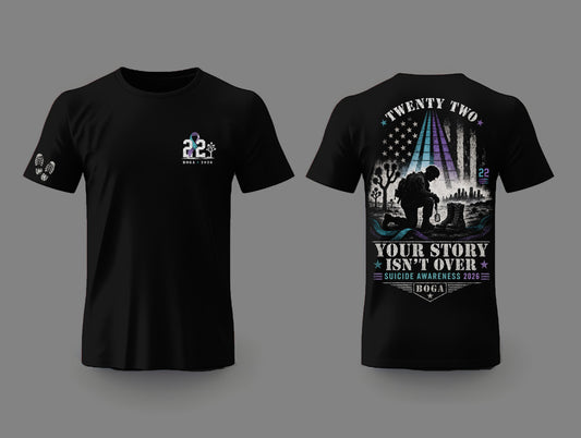 Twenty Two “Your Story Isn’t Over” Suicide Awareness T-Shirt – Black